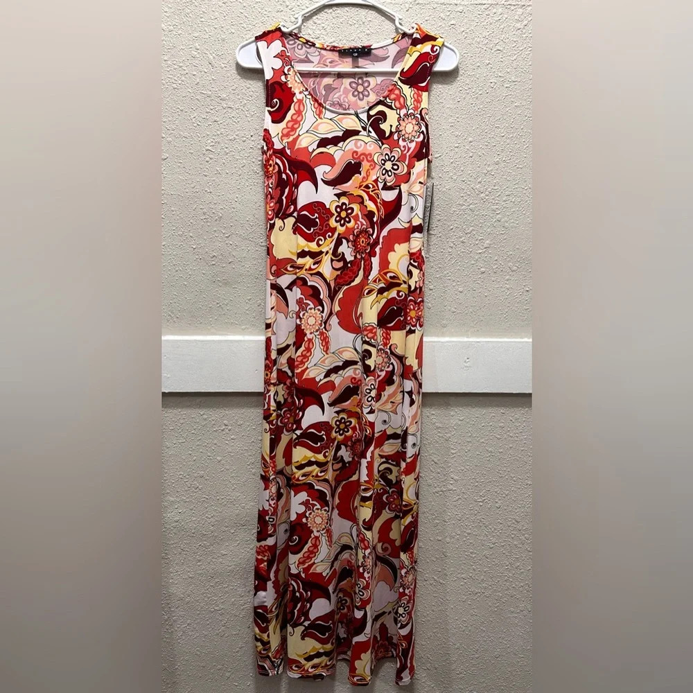 TIANA B. Red Multi Color Maxi Dress NWT XS
